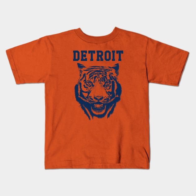 Tiger from Detroit Blue Kids T-Shirt by bens black line art